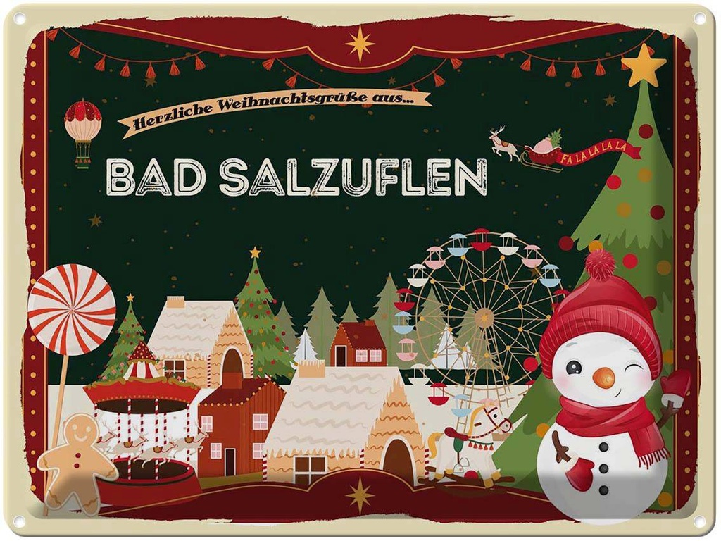 [LA-1786462] Blechschild 30x40 cm Weihnachtsgrüße aus Bad Salzuflen Weihnachten