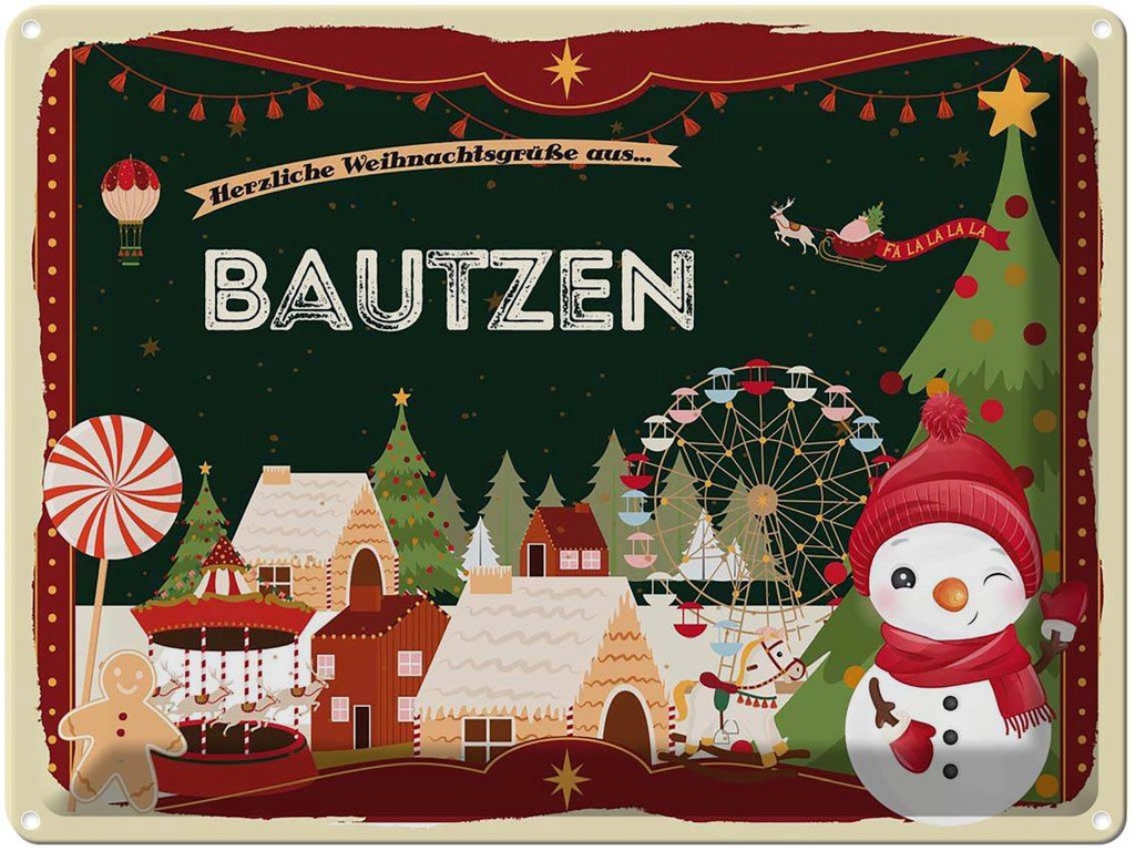 [LA-1786481] Blechschild 30x40 cm Weihnachtsgrüße aus Bautzen Weihnachten