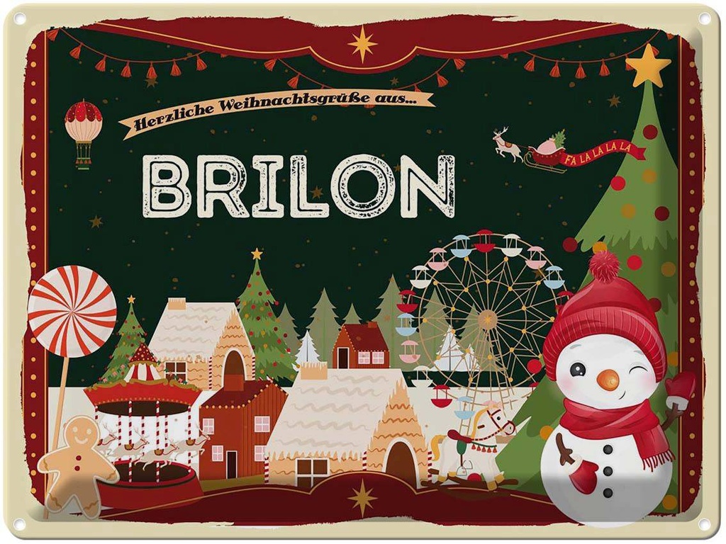 [LA-1786518] Blechschild 30x40 cm Weihnachtsgrüße aus Brilon Weihnachten