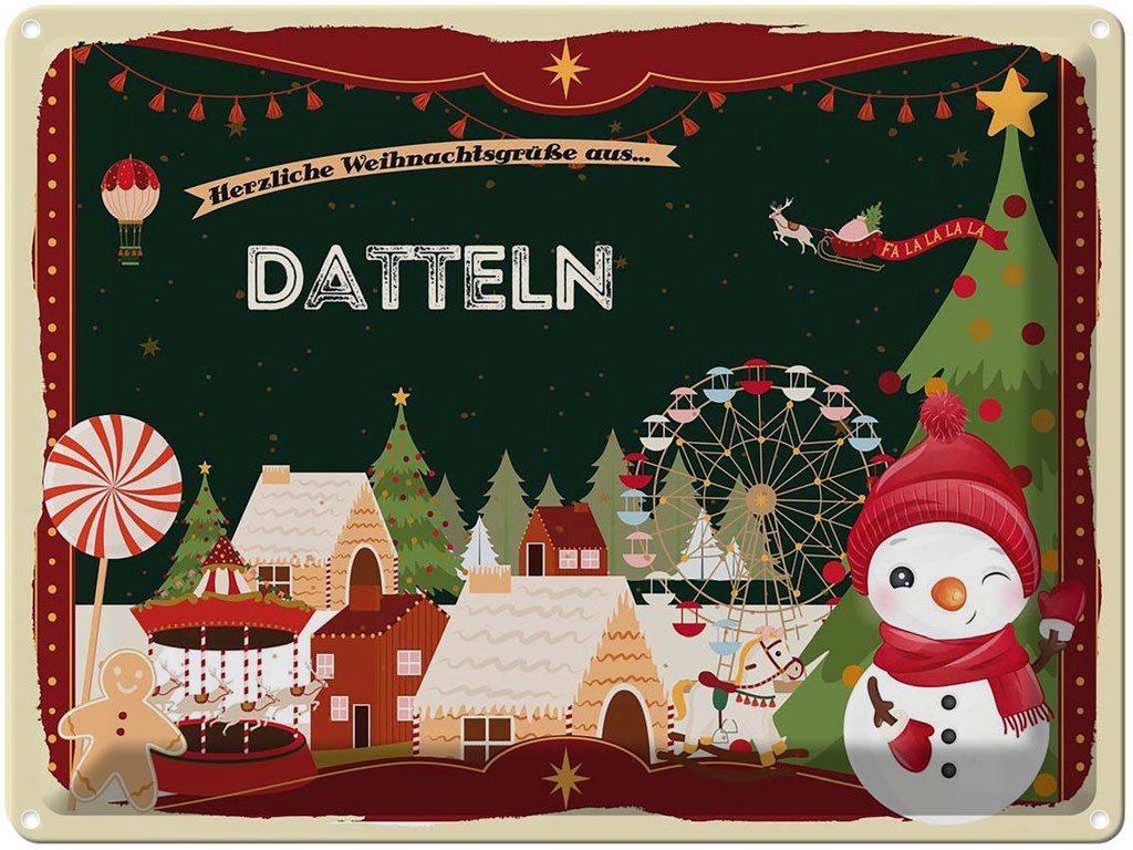 [LA-1786551] Blechschild 30x40 cm Weihnachtsgrüße aus Datteln Weihnachten
