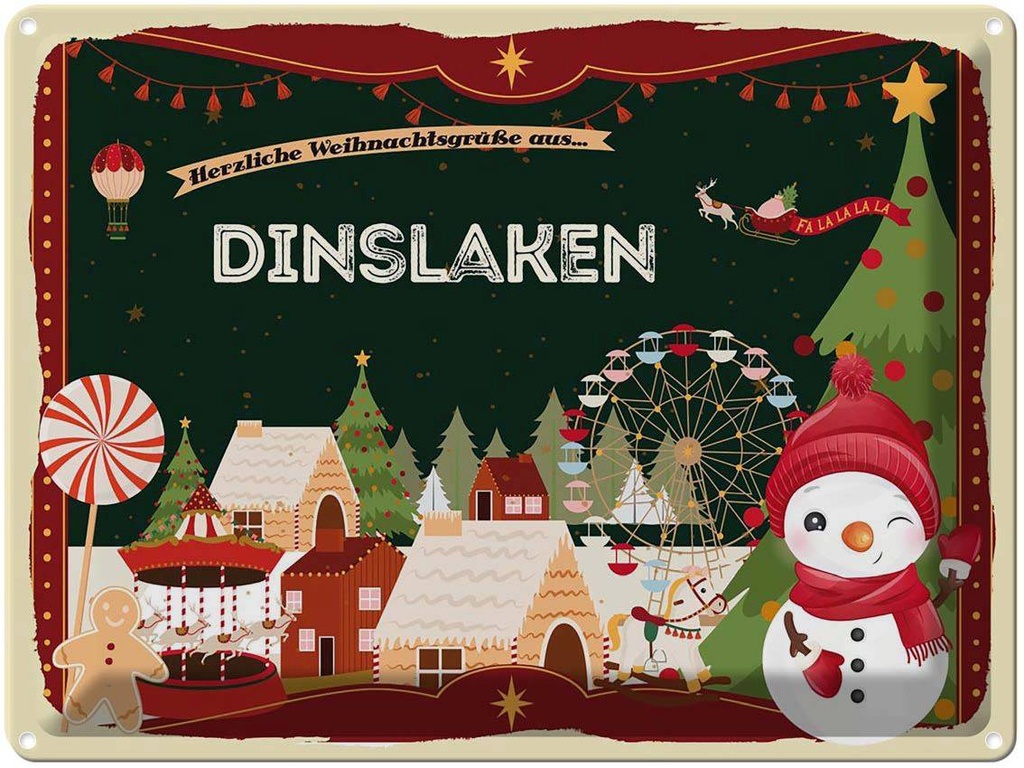 [LA-1786563] Blechschild 30x40 cm Weihnachtsgrüße aus Dinslaken Weihnachten