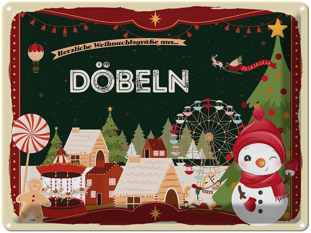 [LA-1786565] Blechschild 30x40 cm Weihnachtsgrüße aus Döbeln Weihnachten