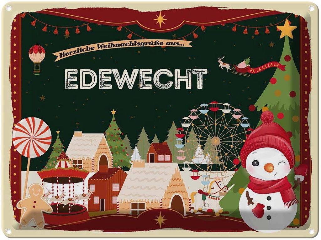 [LA-1786580] Blechschild 30x40 cm Weihnachtsgrüße aus Edewecht Weihnachten