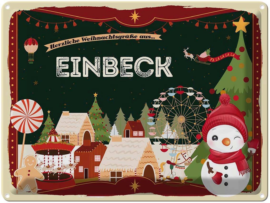 [LA-1786583] Blechschild 30x40 cm Weihnachtsgrüße aus Einbeck Weihnachten