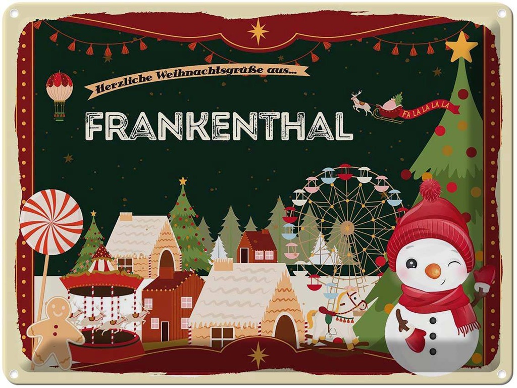 [LA-1786627] Blechschild 30x40 cm Weihnachtsgrüße aus Frankenthal Weihnachten