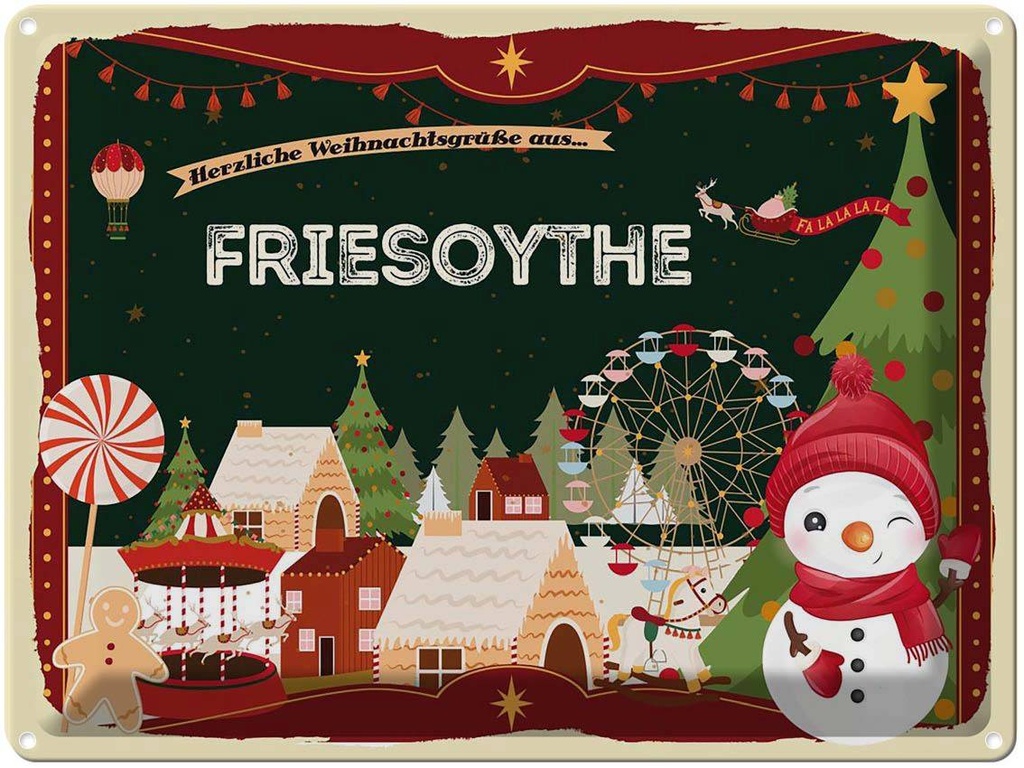 [LA-1786640] Blechschild 30x40 cm Weihnachtsgrüße aus Friesoythe Weihnachten