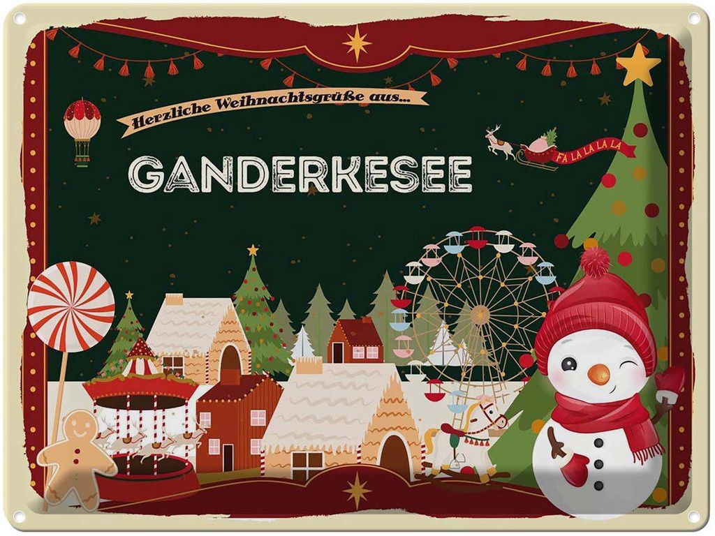 [LA-1786647] Blechschild 30x40 cm Weihnachtsgrüße aus Ganderkesee Weihnachten
