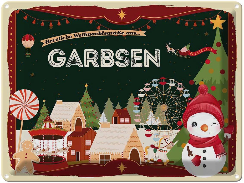[LA-1786648] Blechschild 30x40 cm Weihnachtsgrüße aus Garbsen Weihnachten