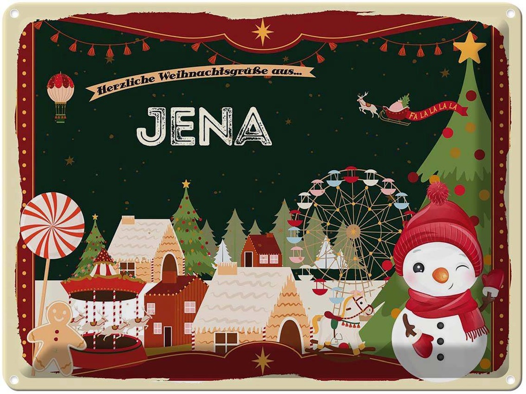 [LA-1786756] Blechschild 30x40 cm Weihnachtsgrüße aus Jena Weihnachten Fest