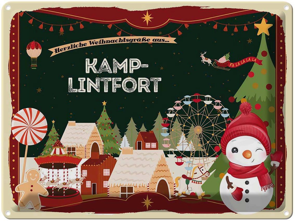 [LA-1786764] Blechschild 30x40 cm Weihnachtsgrüße aus Kamp-Lintfort Weihnachten
