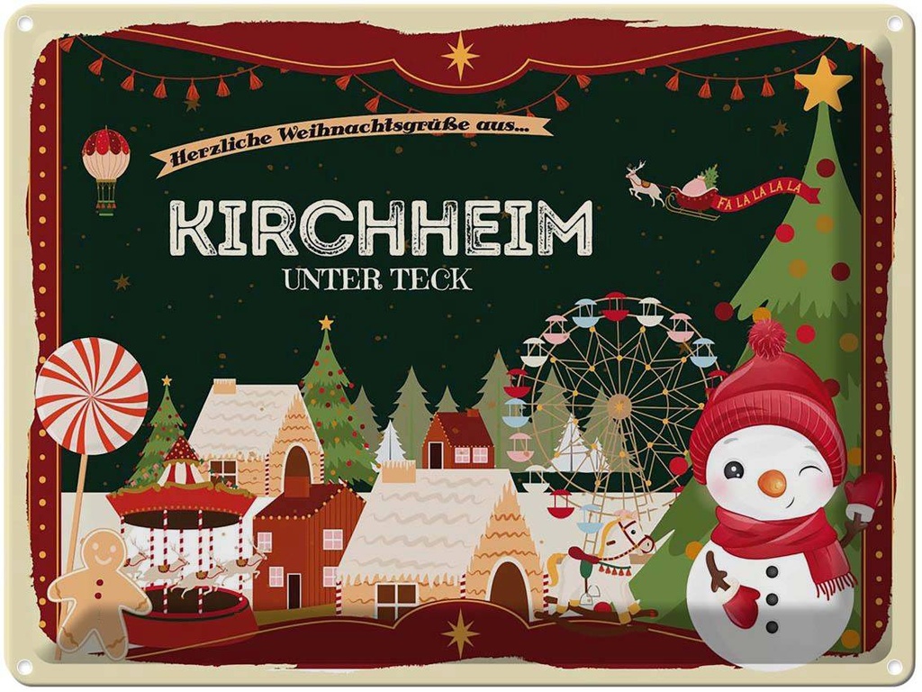 [LA-1786777] Blechschild 30x40 cm Weihnachtsgrüße aus Kirchheim unter Teck Weihnachten