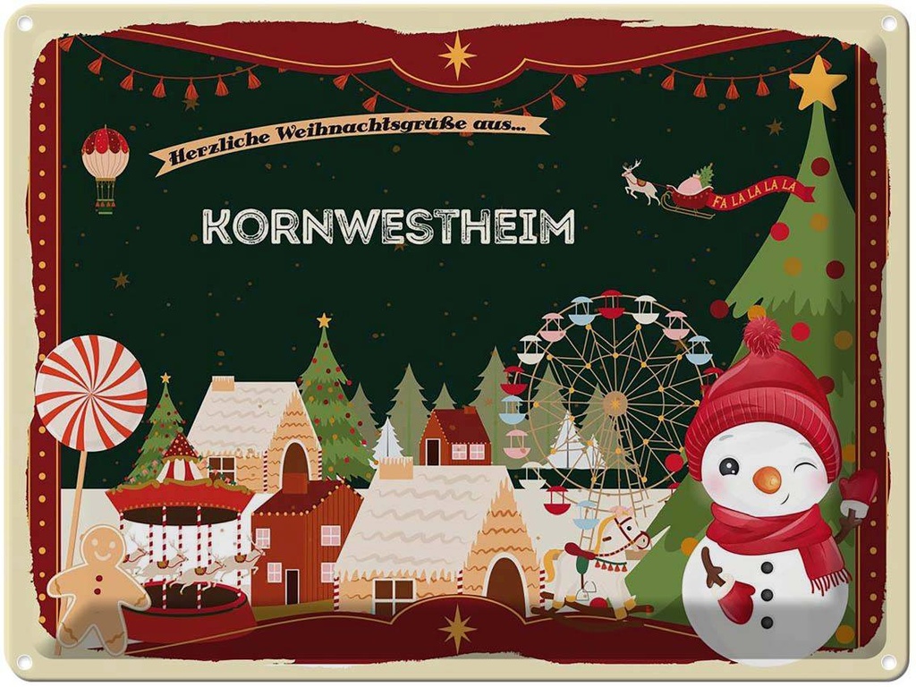 [LA-1786792] Blechschild 30x40 cm Weihnachtsgrüße aus Kornwestheim Weihnachten