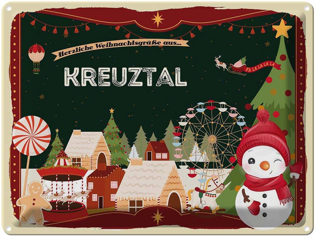 [LA-1786796] Blechschild 30x40 cm Weihnachtsgrüße aus Kreuztal Weihnachten