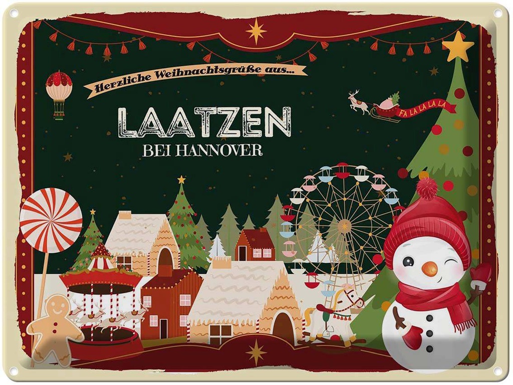 [LA-1786801] Blechschild 30x40 cm Weihnachtsgrüße aus Laatzen bei Hannover Weihnachten