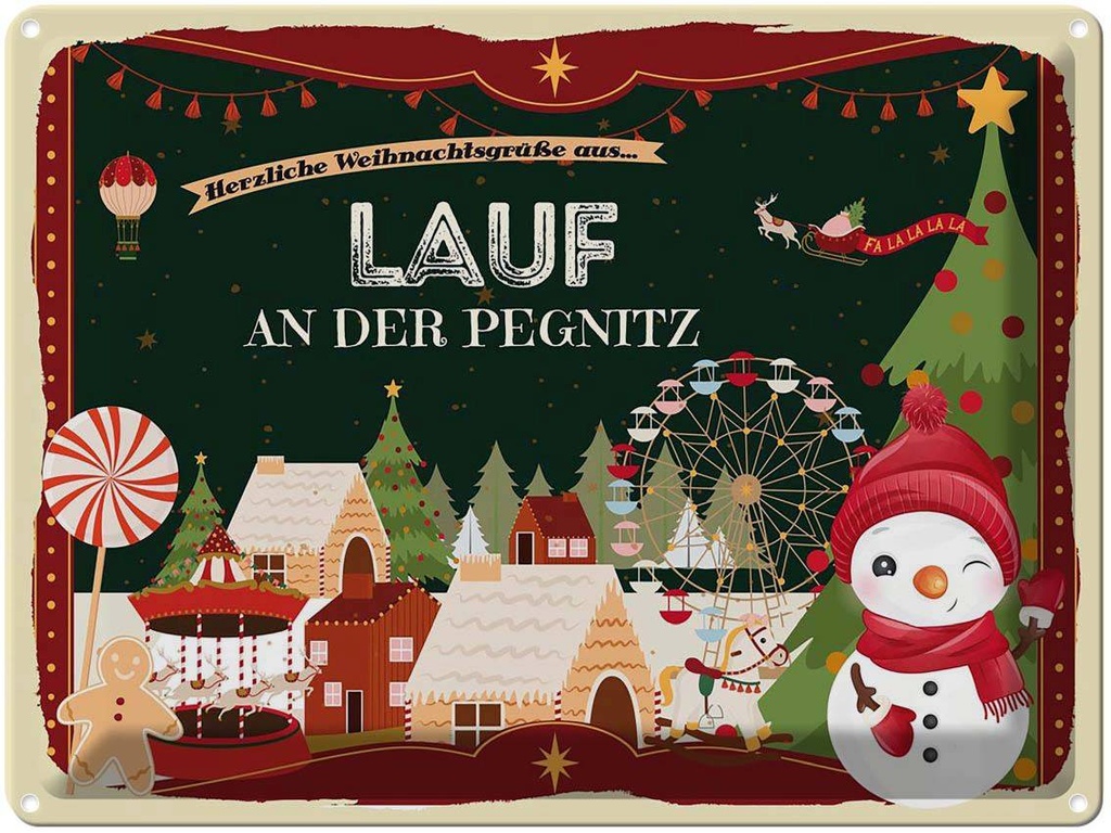 [LA-1786814] Blechschild 30x40 cm Weihnachtsgrüße aus Lauf an der Pegnitz Weihnachten