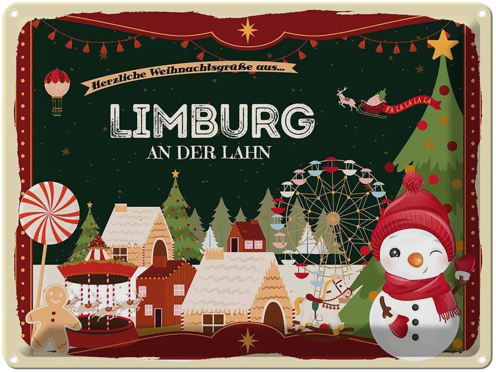 [LA-1786833] Blechschild 30x40 cm Weihnachtsgrüße aus Limburg an der Lahn Weihnachten