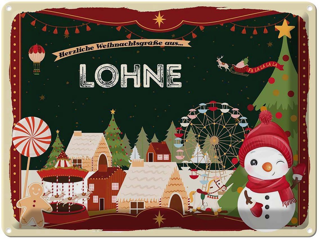 [LA-1786841] Blechschild 30x40 cm Weihnachtsgrüße aus Lohne Weihnachten Fest
