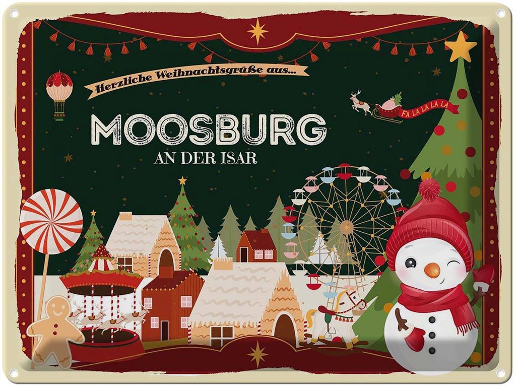 [LA-1786883] Blechschild 30x40 cm Weihnachtsgrüße aus Moosburg an der Isar Weihnachten