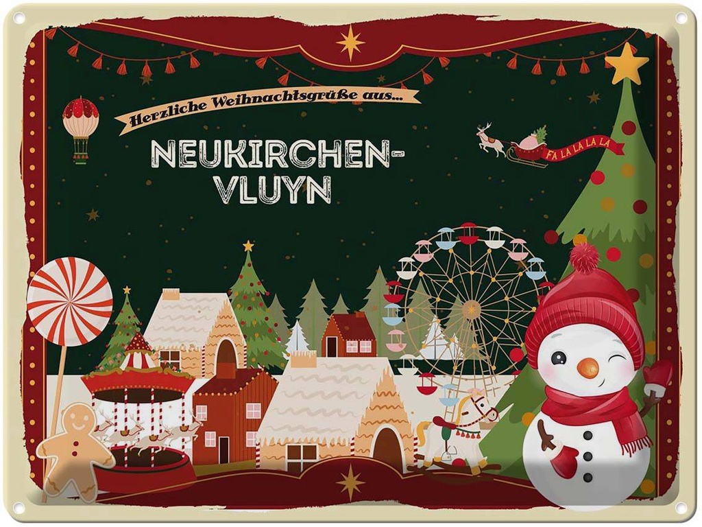 [LA-1786904] Blechschild 30x40 cm Weihnachtsgrüße aus Neunkirchen-Vluyn Weihnachten