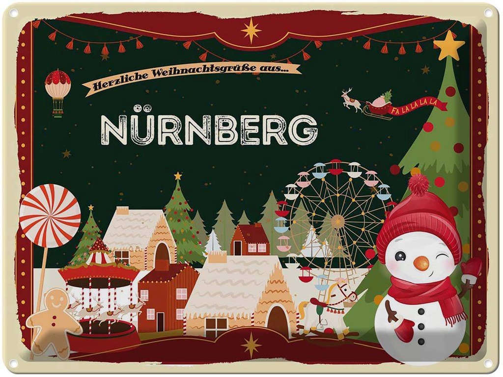 [LA-1786930] Blechschild 30x40 cm Weihnachten Grüße NÜRNBERG Abenteuer Reisen Urlaub