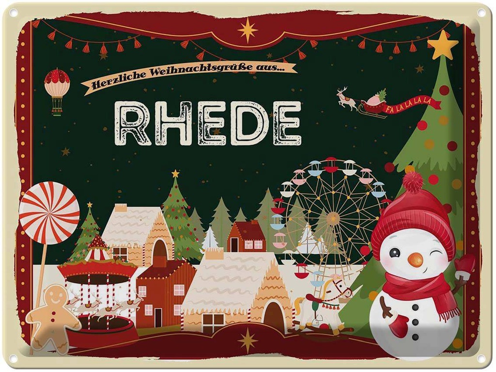 [LA-1786998] Blechschild 30x40 cm Weihnachten Grüße RHEDE Abenteuer Reisen Urlaub Fest