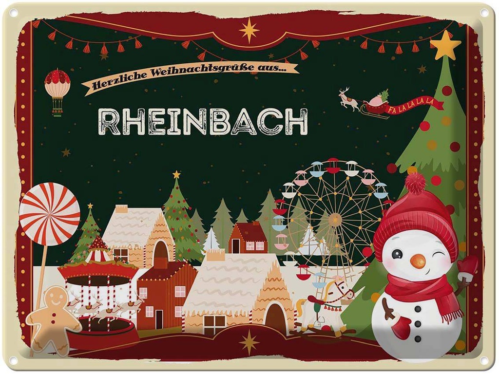 [LA-1786999] Blechschild 30x40 cm Weihnachten Grüße RHEINBACH Abenteuer Reisen Urlaub