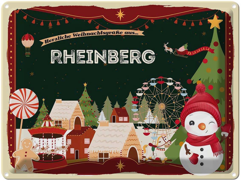 [LA-1787000] Blechschild 30x40 cm Weihnachten Grüße RHEINBERG Abenteuer Reisen Urlaub