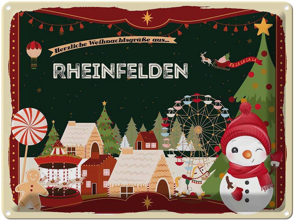 [LA-1787002] Blechschild 30x40 cm Weihnachten Grüße RHEINFELDEN Abenteuer Reisen Urlaub