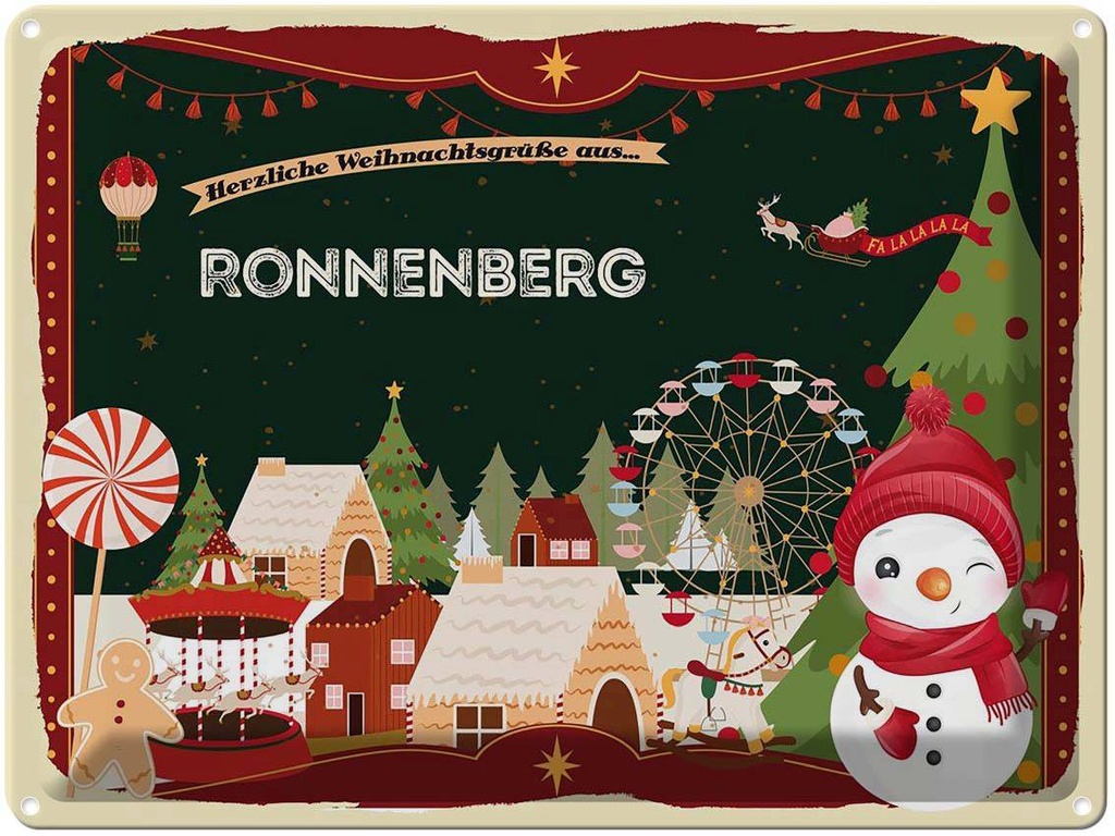 [LA-1787007] Blechschild 30x40 cm Weihnachten Grüße RONNENBERG Abenteuer Reisen Urlaub