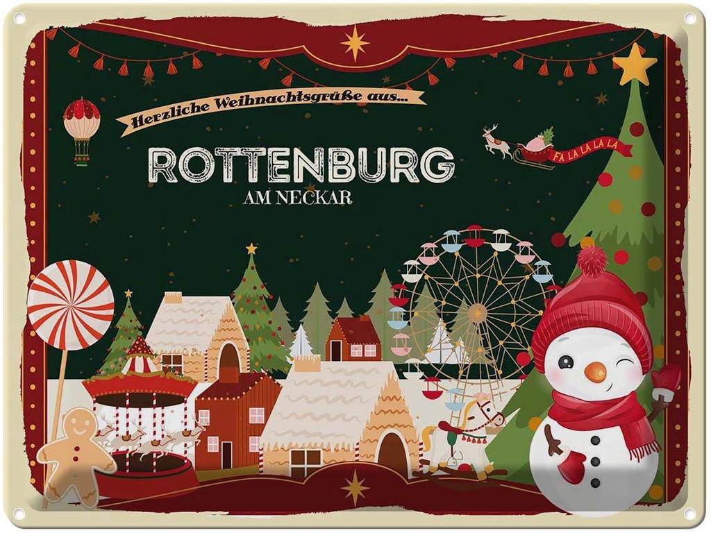 [LA-1787011] Blechschild 30x40 cm Weihnachten Grüße ROTENBURG AM NECKAR Abenteuer Reisen Urlaub