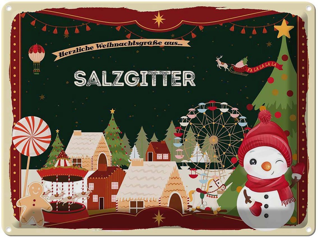 [LA-1787020] Blechschild 30x40 cm Weihnachten Grüße SALZGITTER Abenteuer Reisen Urlaub