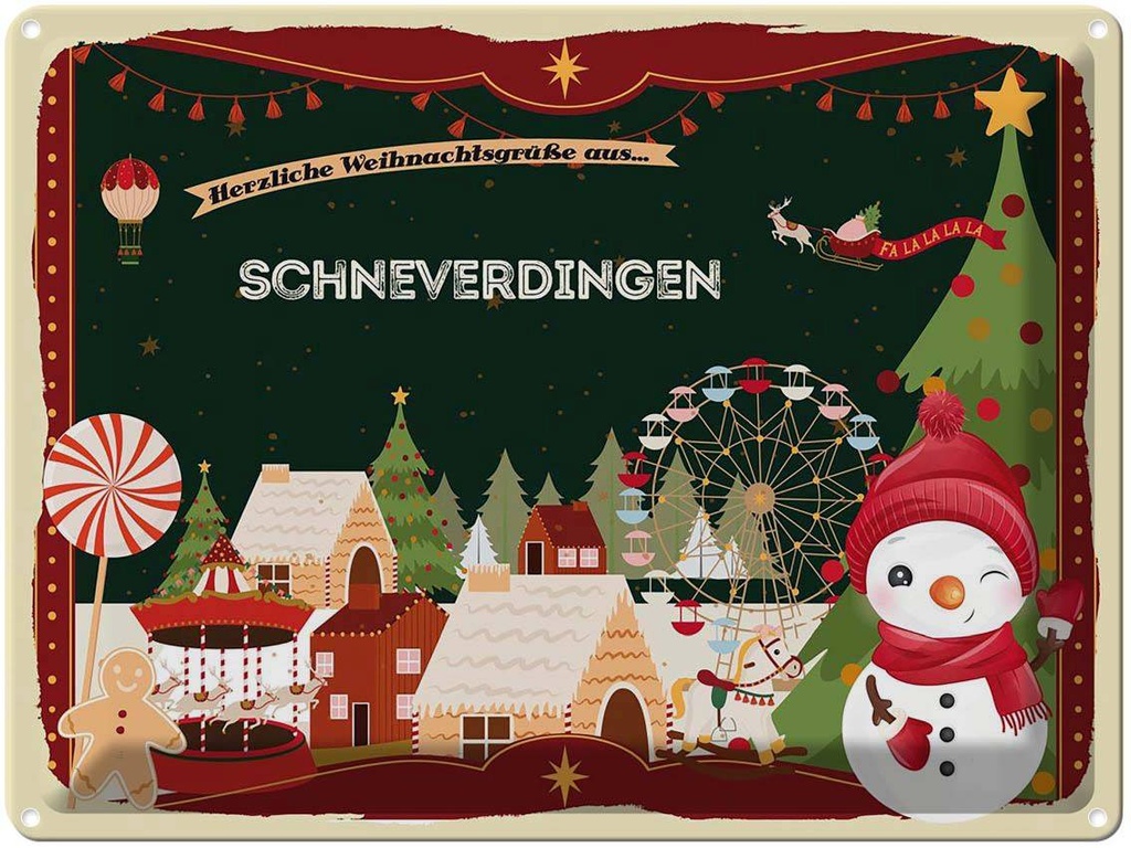 [LA-1787037] Blechschild 30x40 cm Weihnachten Grüße aus SCHNEVERDINGEN Abenteuer Reisen Urlaub