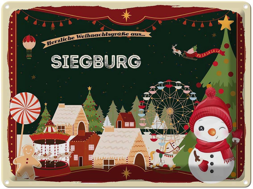 [LA-1787061] Blechschild 30x40 cm Weihnachten Grüße SIEGBURG Abenteuer Reisen Urlaub