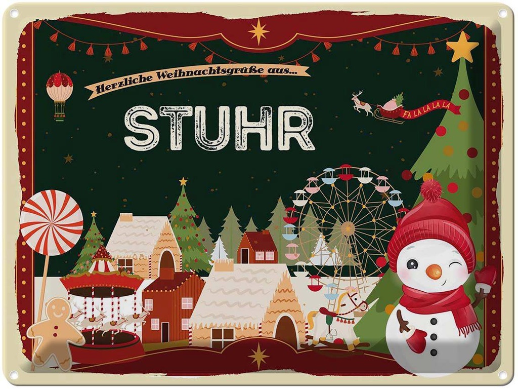 [LA-1787089] Blechschild 30x40 cm Weihnachten Grüße aus STUHR Abenteuer Reisen Urlaub