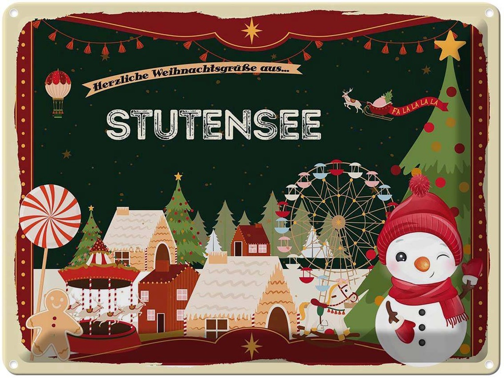 [LA-1787090] Blechschild 30x40 cm Weihnachten Grüße STUTENSEE Abenteuer Reisen Urlaub