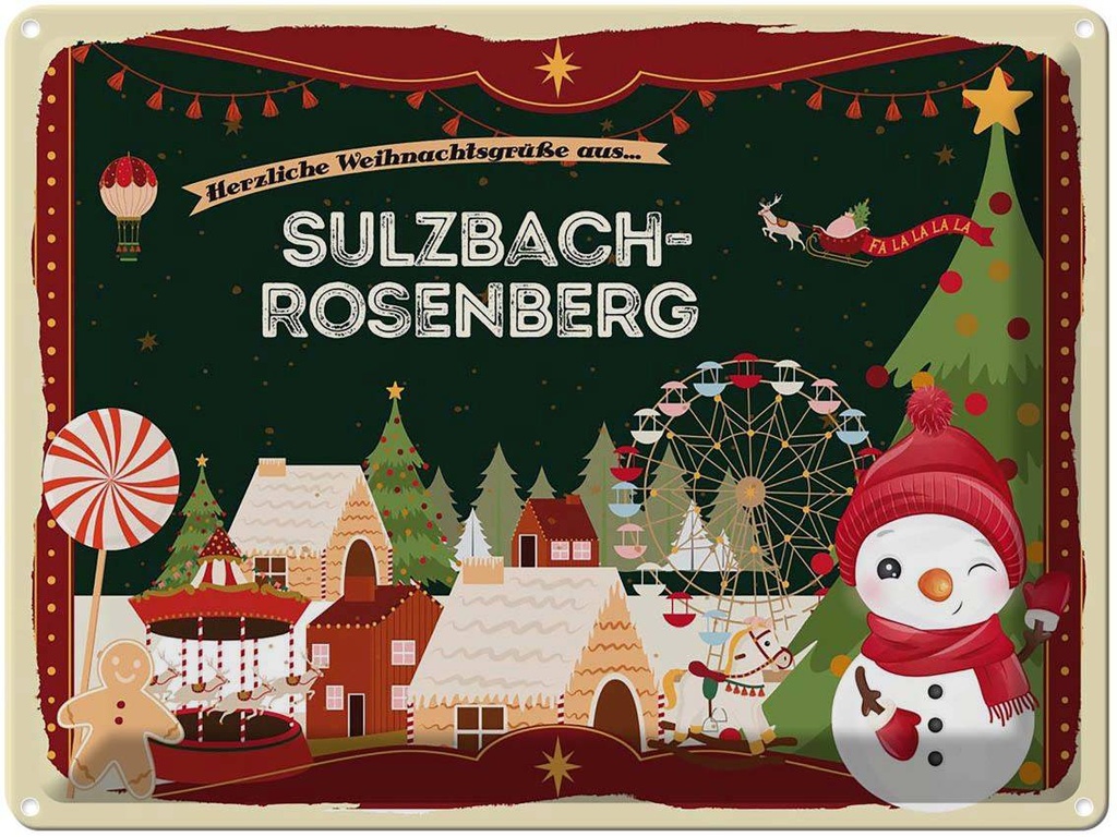 [LA-1787094] Blechschild 30x40 cm Weihnachten Grüße SULZBACH-ROSENBERG Abenteuer Reisen Urlaub
