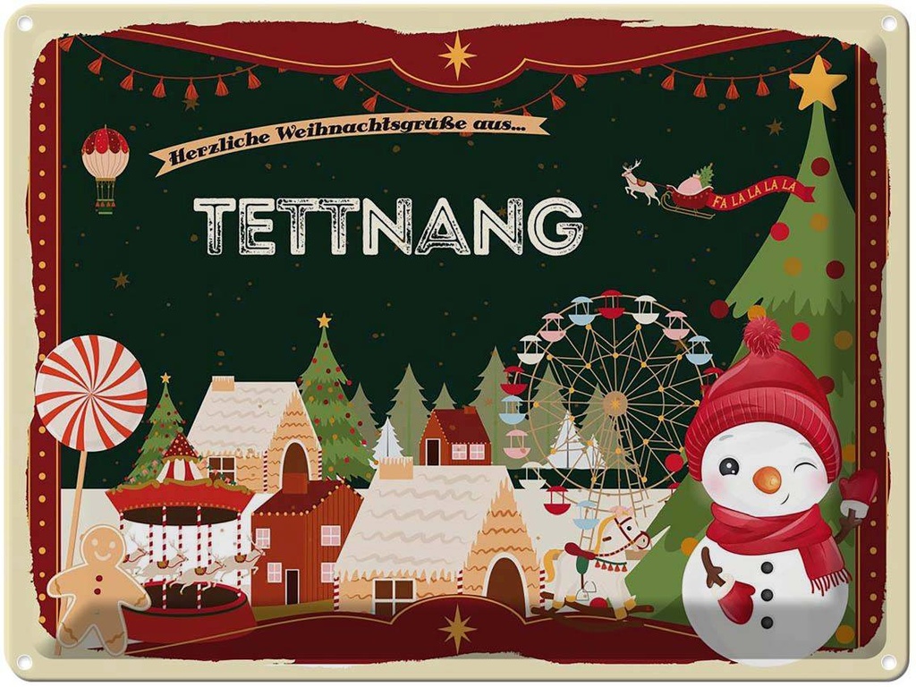 [LA-1787103] Blechschild 30x40 cm Weihnachten Grüße TETTNANG Abenteuer Reisen Urlaub