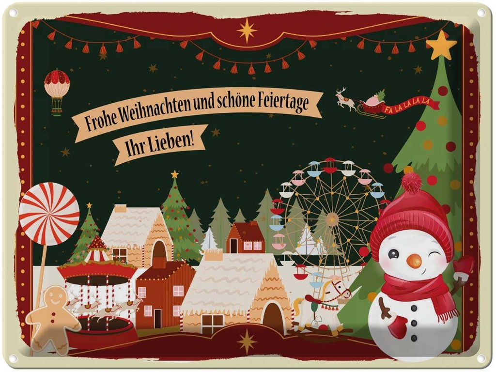 [LA-1787113] Blechschild 30x40 cm Frohe Weihnachten ihr Lieben