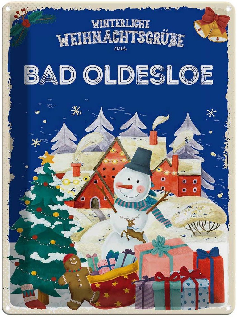 [LA-1787159] Blechschild 40x30 cm Weihnachtsgrüße aus BAD OLDESLOE Abenteuer Reisen Urlaub Weihnachten