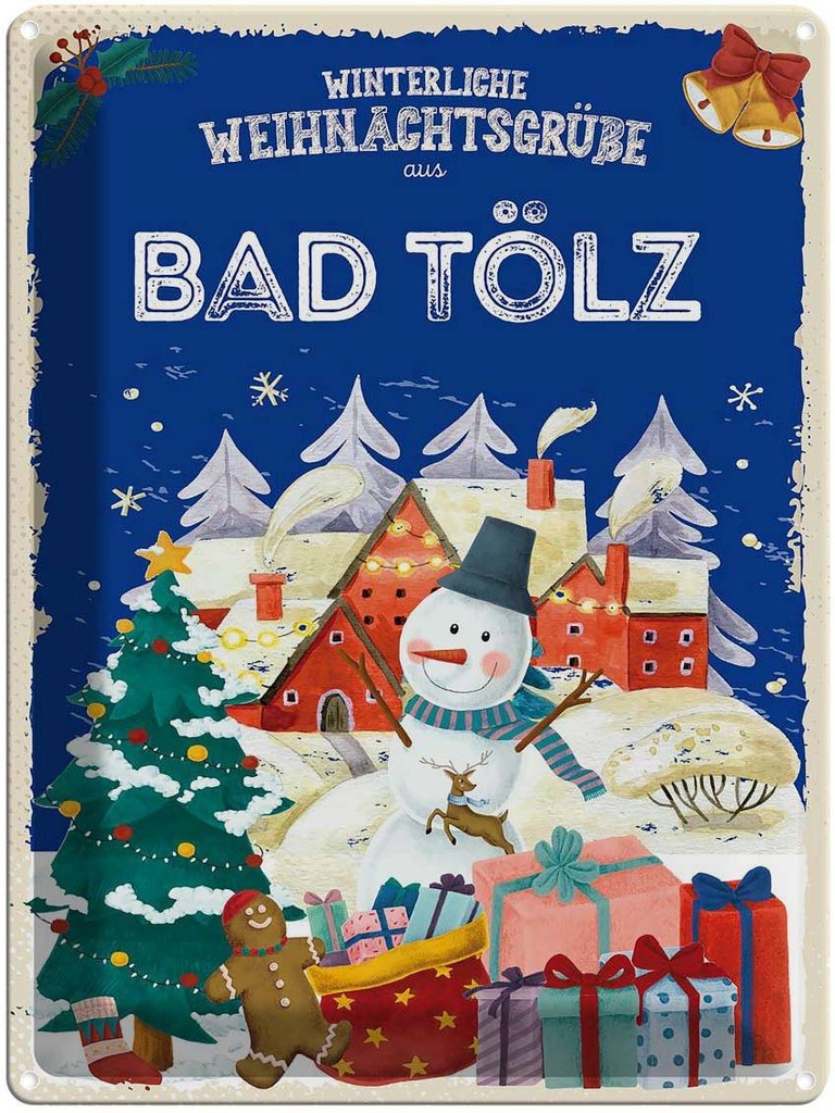 [LA-1787166] Blechschild 40x30 cm Weihnachtsgrüße BAD TÖLZ Abenteuer Reisen Urlaub Weihnachten