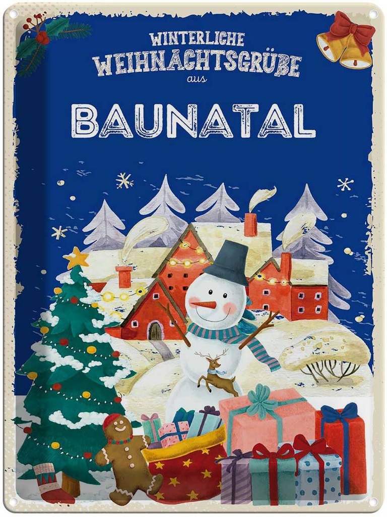 [LA-1787181] Blechschild 40x30 cm Weihnachtsgrüße BAUNATAL Abenteuer Reisen Urlaub Weihnachten