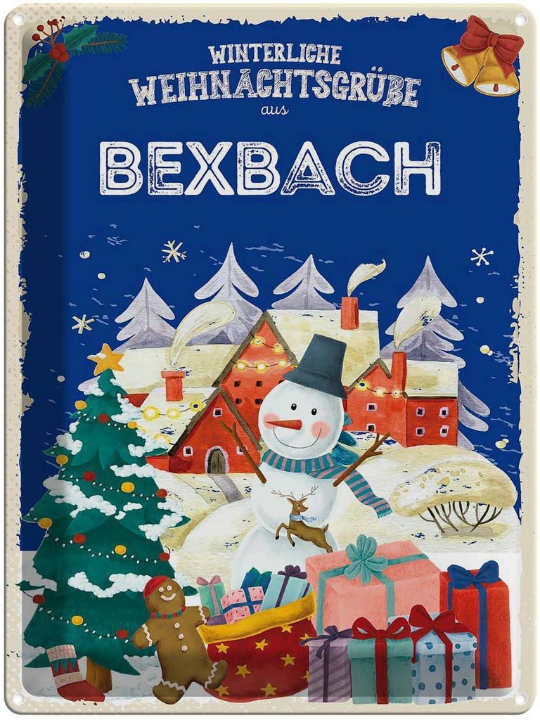 [LA-1787195] Blechschild 40x30 cm Weihnachtsgrüße aus BEXBACH Abenteuer Reisen Urlaub Weihnachten