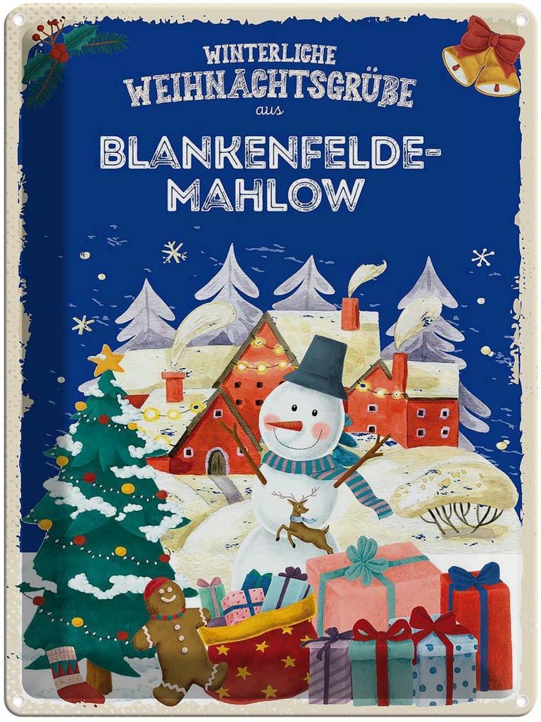 [LA-1787200] Blechschild 40x30 cm Weihnachtsgrüße BLANKENFELDE-MAHLOW Abenteuer Reisen Urlaub Weihnachten