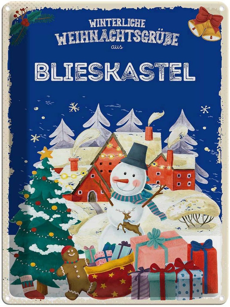 [LA-1787201] Blechschild 40x30 cm Weihnachtsgrüße BLIESKASTEL Abenteuer Reisen Urlaub Weihnachten