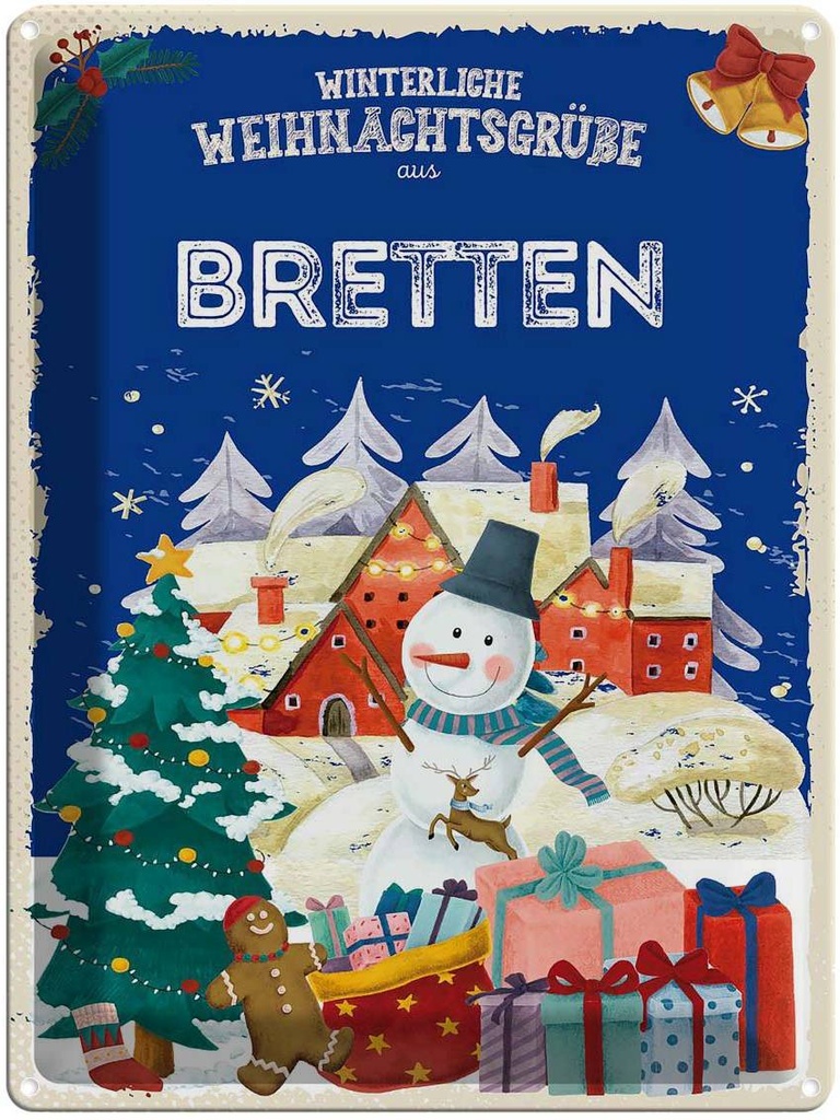 Blechschild 40x30 cm Weihnachtsgrüße aus BRETTEN Abenteuer Reisen Urlaub Weihnachten