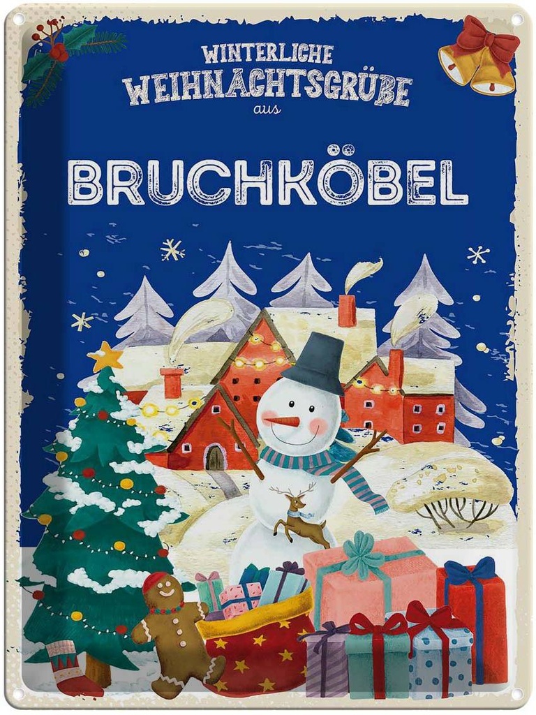 Blechschild 40x30 cm Weihnachtsgrüße BRUCHKÖBEL Abenteuer Reisen Urlaub Weihnachten