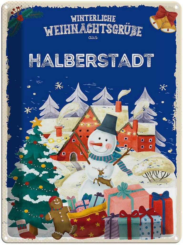 [LA-1787393] Blechschild 40x30 cm Weihnachtsgrüße HALBERSTADT Abenteuer Reisen Urlaub Weihnachten