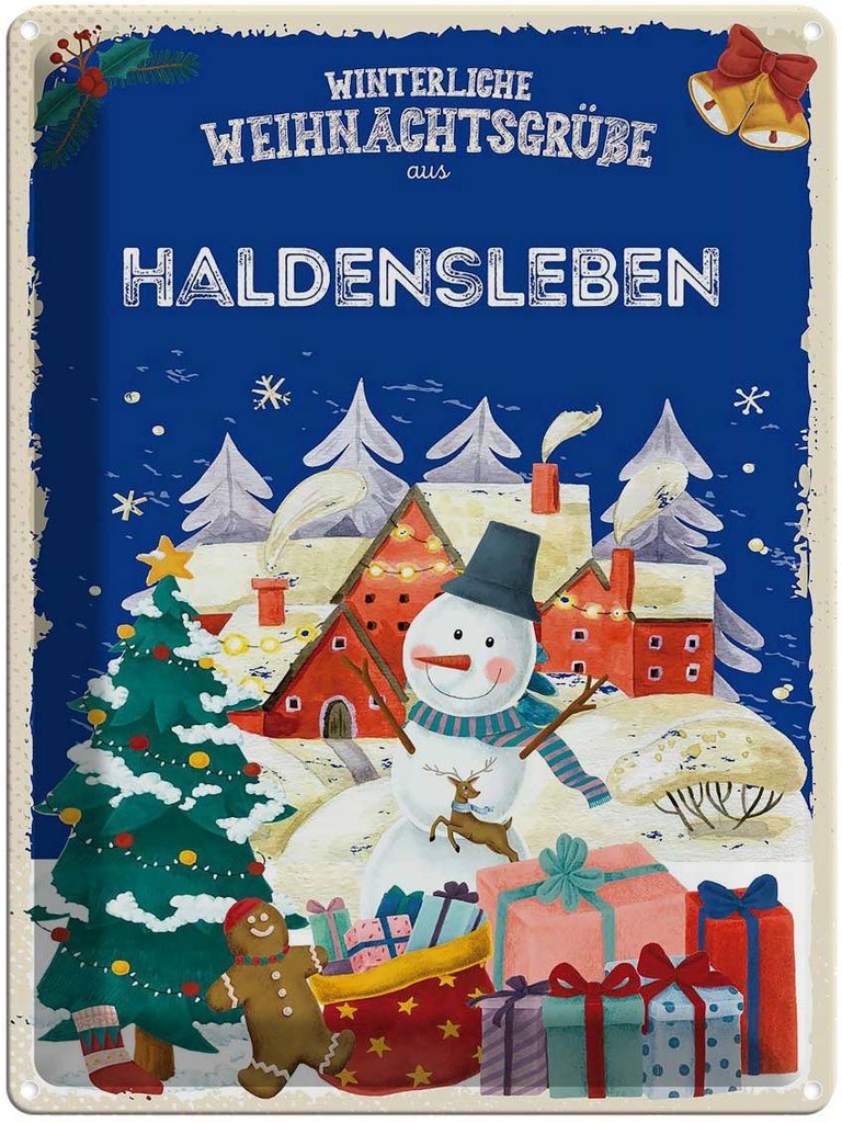 [LA-1787394] Blechschild 40x30 cm Weihnachtsgrüße HALDENSLEBEN Abenteuer Reisen Urlaub Weihnachten