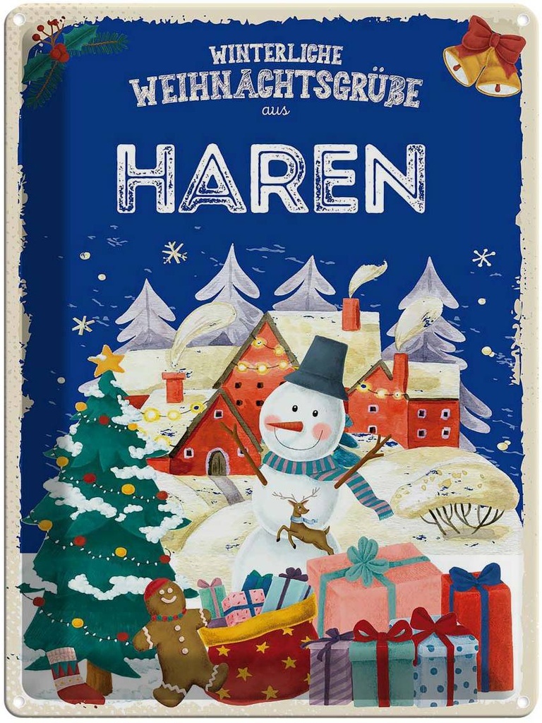 [LA-1787405] Blechschild 40x30 cm Weihnachtsgrüße aus HAREN Abenteuer Reisen Urlaub Weihnachten