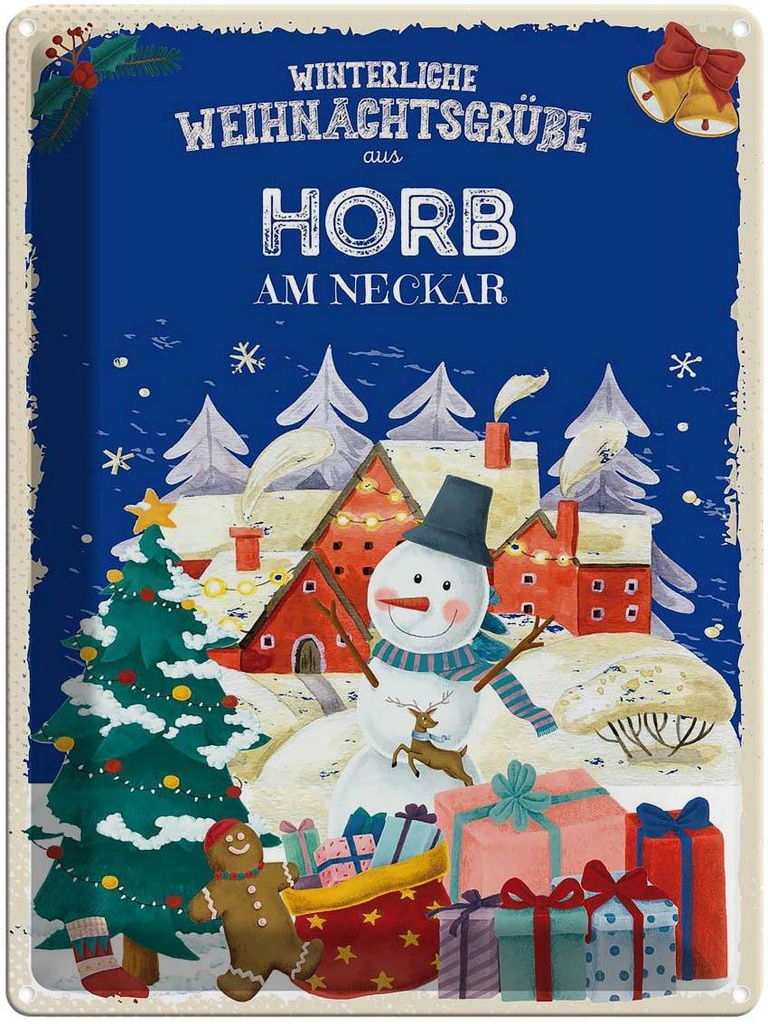 [LA-1787446] Blechschild 40x30 cm Weihnachtsgrüße aus HORB AM NECKAR Abenteuer Reisen Urlaub Weihnachten